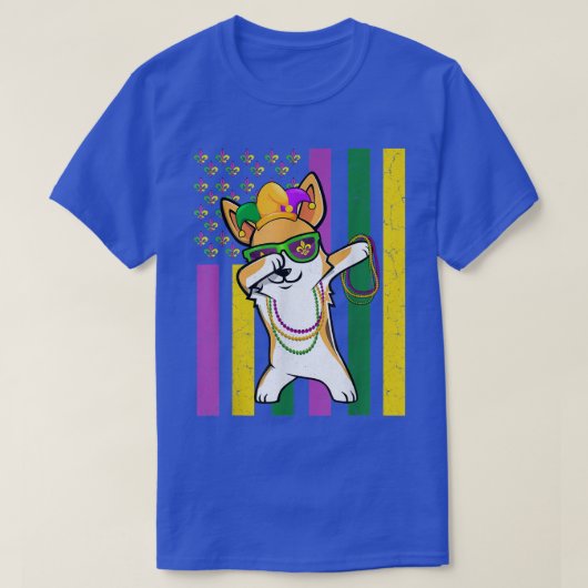 T-shirt Drapeau américain Mardi Gras Corgi Chien Festival  (Design devant)