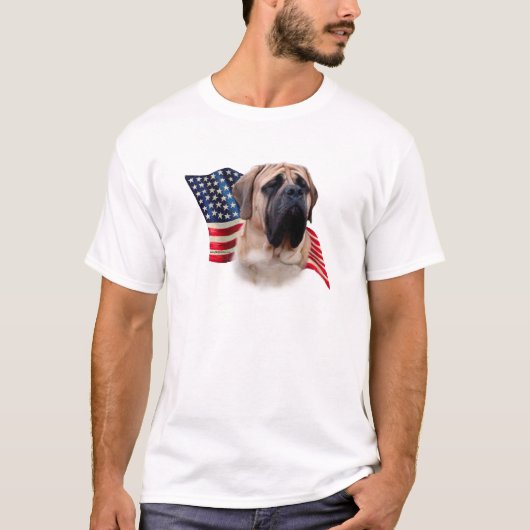 T-shirt Drapeau américain Mastiff père ; Mastiff patriotiq (Devant)