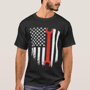 T-shirt Drapeau américain mécanique Wrench voiture patriot