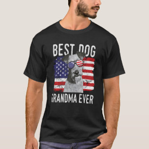 T-shirt Drapeau américain Meilleur chien Grand-mère jamais