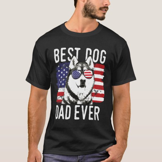 T-shirt Drapeau américain Meilleur Chien Papa Jamais Mari  (Devant)