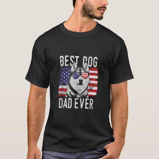 T-shirt Drapeau américain Meilleur Chien Papa Jamais Mari  (Devant)