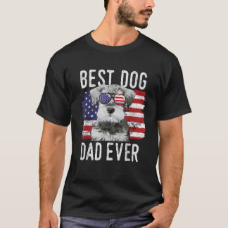 T-shirt Drapeau américain Meilleur Chien Papa Jamais Minia