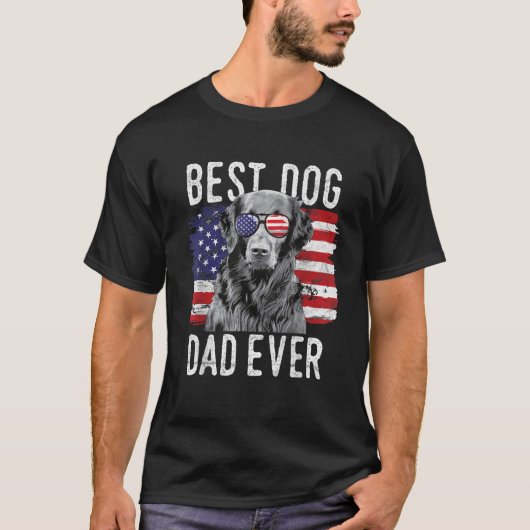 T-shirt Drapeau américain Meilleur Chien Papa Jamais Plat (Devant)