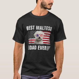 T-shirt Drapeau Américain Meilleur Père Maltais Jamais Teg