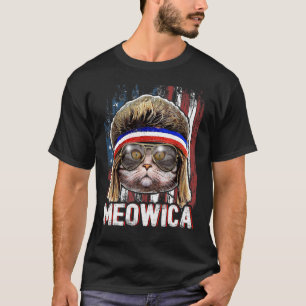 T-shirt Drapeau américain Meowica Cat Mullet 4ème de