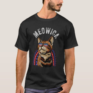 T-shirt Drapeau américain Meowica Cat Mullet 4ème de