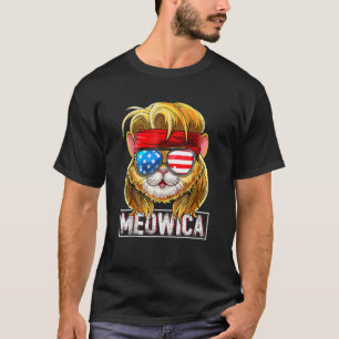 T-shirt Drapeau Américain Meowica Cat Mullet Patriotique 4