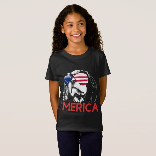 T-Shirt Drapeau américain Merica Cavalier King Charles Esp (Devant entier)