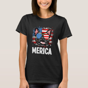 T-shirt Drapeau américain Merica French Buldog 4 juillet