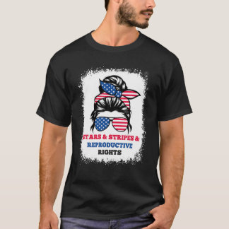 T-shirt Drapeau américain Messy Bun Stars Stripes Reproduc