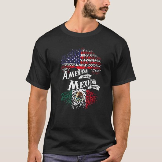 T-shirt Drapeau américain mexicain des racines mexicaines (Devant)