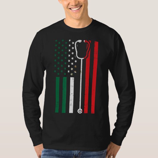 T-shirt Drapeau Américain Mexicain Stethoscope Cinco De Ma (Devant)