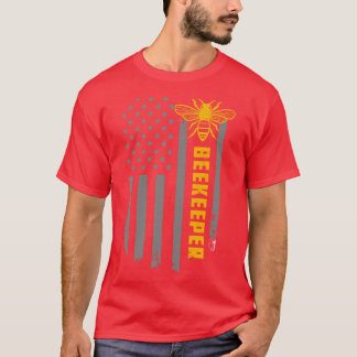 T-shirt Drapeau américain Miel Abeille apiculture apiculte