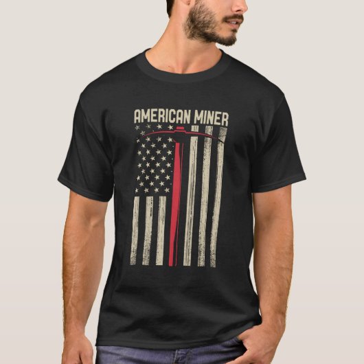 T-shirt Drapeau Américain Miner Usa Pour Un Mineur De Char (Devant)