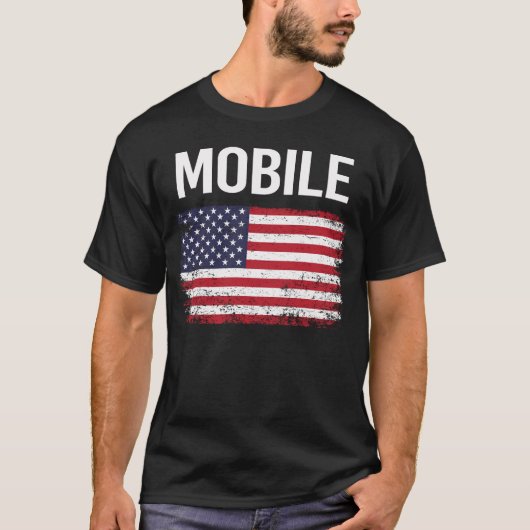 T-shirt Drapeau Américain Mobile (Devant)