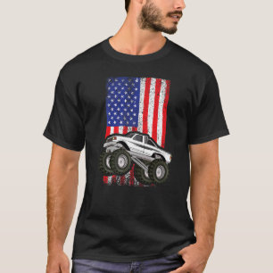 T-shirt Drapeau américain Monster Truck Crusher Car Patri