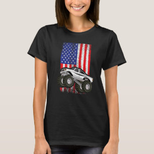 T-shirt Drapeau américain Monster Truck Crusher Car Patri