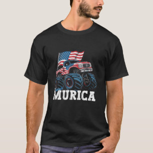 T-shirt Drapeau Américain Monster Truck Murica USA Boys An