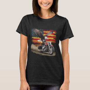 T-shirt Drapeau Américain Moto Usa Flag Biker Rétro