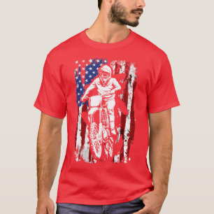 T-shirt Drapeau américain Motocross Dirt Bike