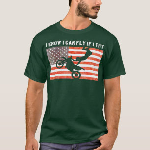 T-shirt Drapeau américain Motocross Enduro Dirt Bike Rider