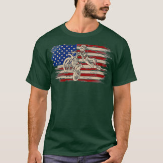 T-shirt Drapeau américain Motocross vintage Drôle Funny Di