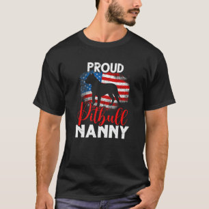 T-shirt Drapeau américain Nanny Chien Pitbull Fier Vintage