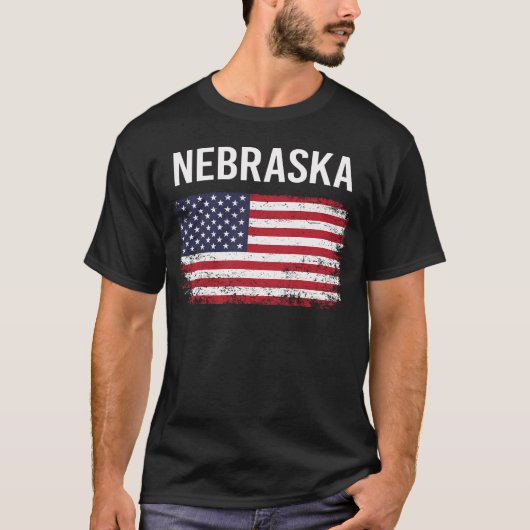 T-shirt Drapeau américain Nebraska (Devant)