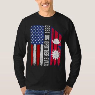 T-shirt Drapeau américain Népal Drapeau Best Big Brother E