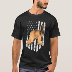 T-shirt Drapeau américain noir blanc Afghan Hound 4 juille