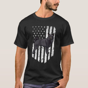 T-shirt Drapeau Américain Noir Blanc Schipperke 4 Juillet