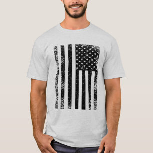 T-shirt Drapeau américain noir et blanc en détresse