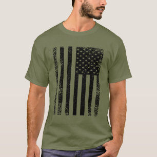 T-shirt Drapeau américain noir et blanc en détresse