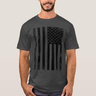 T-shirt Drapeau Américain Noir et Blanc en détresse Cool