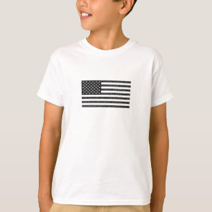 T-shirt Drapeau américain noir et blanc Vintage rétro