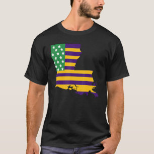 T-shirt Drapeau Américain Nouvelle-Orléans Louisiane Carte