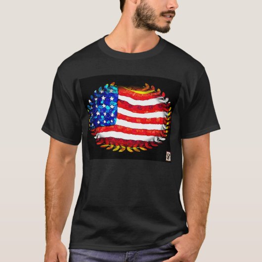 T-shirt drapeau américain ovale (Devant)