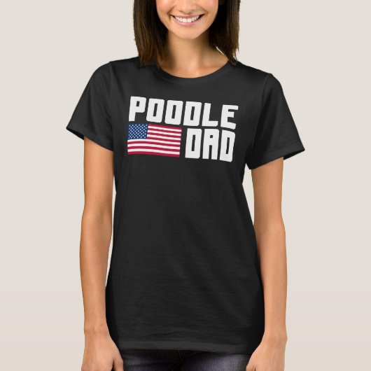 T-shirt Drapeau américain papa caniche (Devant)