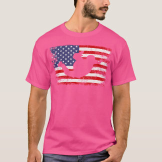 T-shirt Drapeau américain parachutant Skydiving