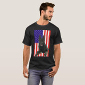 T-shirt Drapeau américain Patriotic Black German Shepherd (Devant entier)