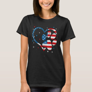 T-shirt Drapeau américain Patriotic Chien & Chat Empreinte