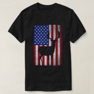 T-shirt Drapeau américain Patriotic Deer Hunter Papa