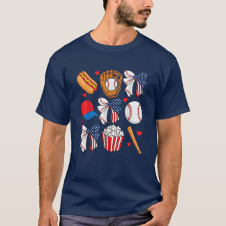 T-shirt Drapeau américain patriotique 4 juillet baseball