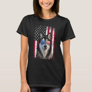 T-shirt Drapeau américain Patriotique Alaskan Malamute Chi