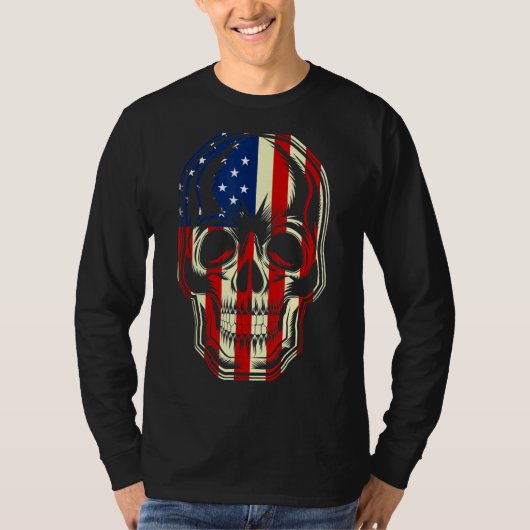 T-shirt Drapeau américain patriotique avec bloc de crâne p (Devant)
