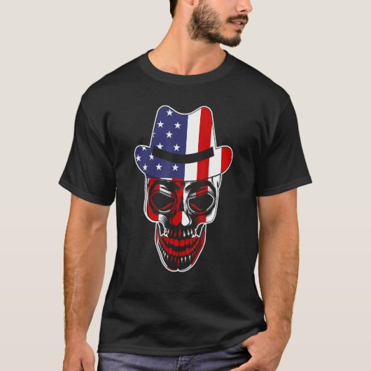 T-shirt Drapeau américain patriotique avec bloc de crâne p (Devant)