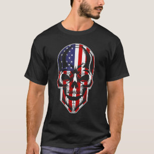 T-shirt Drapeau américain patriotique avec bloc de crâne p