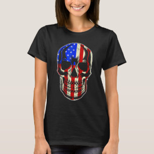T-shirt Drapeau Américain Patriotique avec Pochette de Crâ