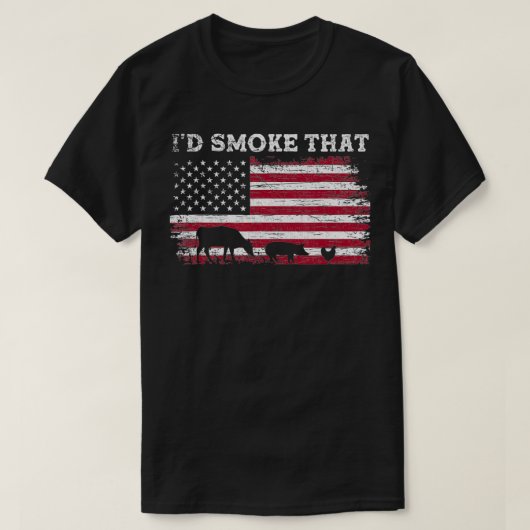 T-shirt Drapeau américain Patriotique Barbecue Id Fumer qu (Design devant)